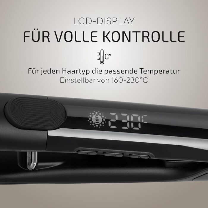 Праска для волосся Glätteisen – 2 в 1, з LCD-дисплеєм, швидкий нагрів (20 сек), гарантія 4 роки, чорний колір. Набір 2 шт.