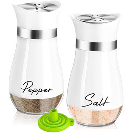 Набір для солі та перцю з нержавіючої сталі з скляною пляшечкою, диспенсер для спецій, аксесуари для кухні, дому, ресторану, обіднього столу (білий)
