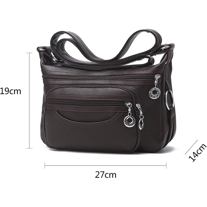 Сумка жіноча через плече NOTAG з PU шкіри, багато кишень, легка ручна сумка (кавовий колір)