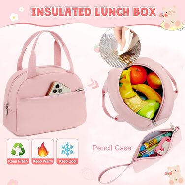 Шкільний рюкзак для підлітків, дівчаток, 3-в-1: рюкзак, ланчбокс, пенал (рожевий). Підходить для ноутбука 15.6