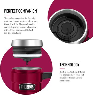 Термос König Travel Mug з нержавіючої сталі - Матовий чорний (470 мл) - Himbeere