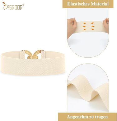 Жіночий широкий еластичний пояс JasGood з блискавкою, бежевий, розмір S (60-70 см)