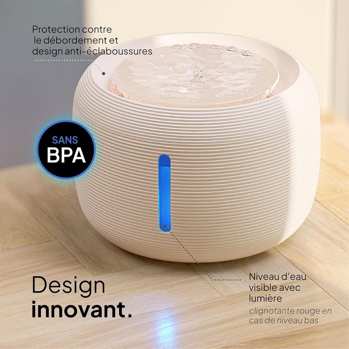 Ка fountain Pretty Paw©: тихий фонтанчик для котів з LED, фільтром з активованого вугілля та BPA-free матеріалами, 2.5L, Beige