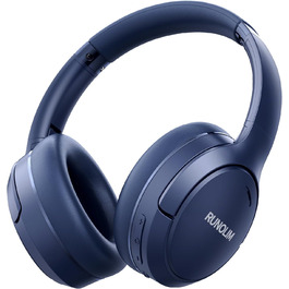 RUNOLIM Бездротові навушники Over-Ear з активним шумозаглушенням, Bluetooth, 70 годин роботи, Hi-Res Audio, глибокий бас, 3.5mm аудіокабель (Блакитні)