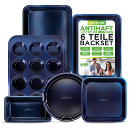 Набір форм для випічки NutriChef (6 шт.) – антипригарні, для кексів, лазаньї та хліба, миючі в посудомийній машині, до 230°C