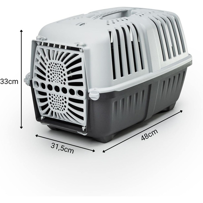 Транспортний бокс для собак Lionto, 55x36x36 см, з ручкою, для собак та котів, до 15 кг, блакитний