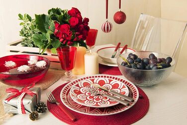 Excelsa Mandala Червоний Сервіз для Столу, 18-Piece, Порцеляна