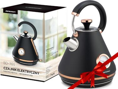 Елегантний чайник Berdsen BD-701 з термометром, 1.7L, чорний