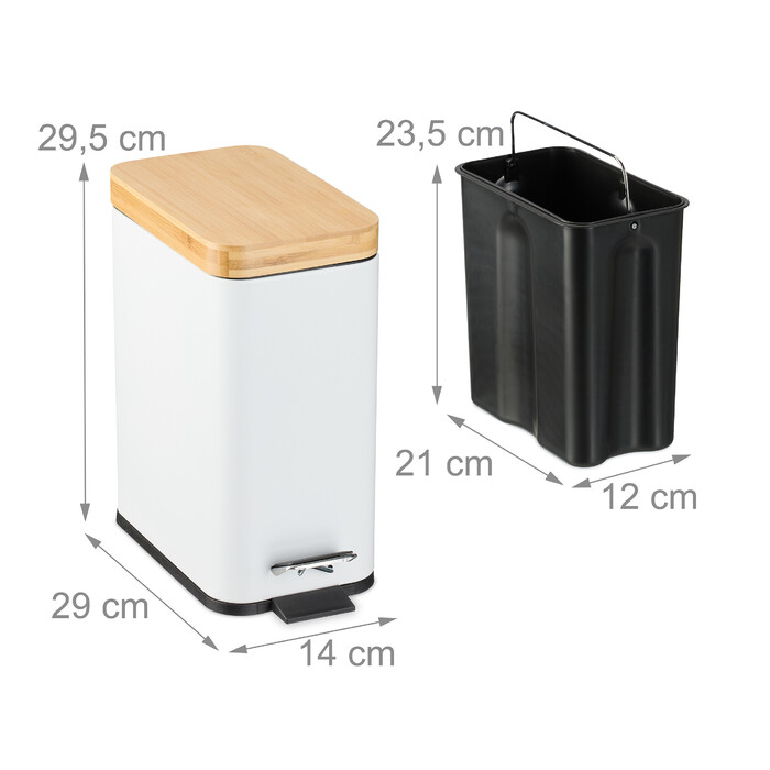 Relaxdays Waste Bin 5 l with Bamboo Lid