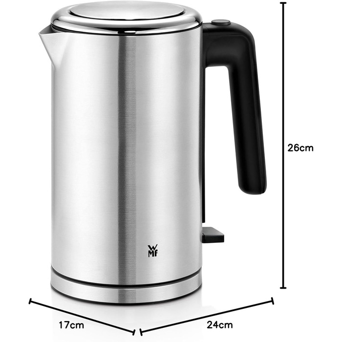 WMF Lono Stainless Steel Kettle 1.6l, Electric Kettle with Scale Filter, 2400 W, Illuminated Water Level Indicator, Matte Stainless Steel