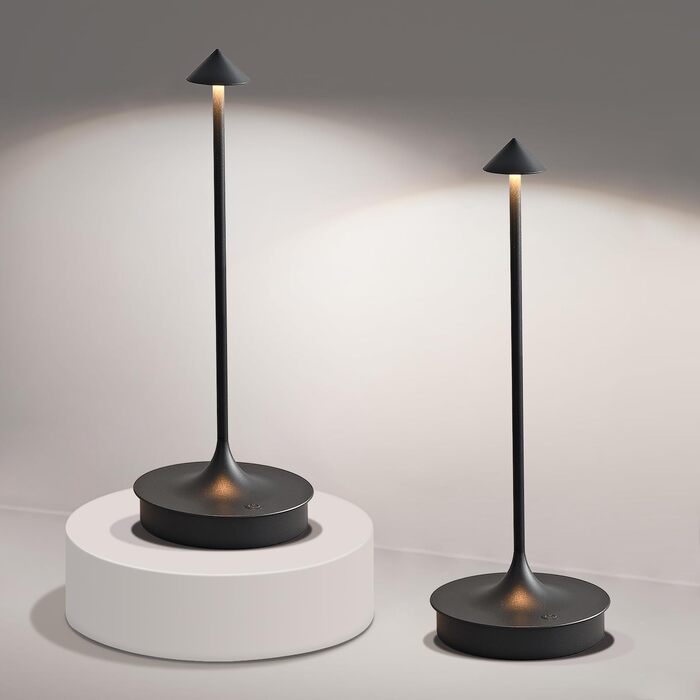 Світлодіодний настільний світильник Leomix бездротовий, з димером, акумуляторний - 2 шт. (Чорний) для ресторану, бару, саду, балкону