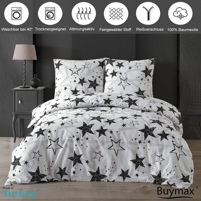 Комплект постільної білизни Buymax® 135x200 см, 100% бавовна, 4-х частинний (2x 155x220 + 2x 80x80 см), Zigo, Туркіс, ÖKO-TEX Renforcé