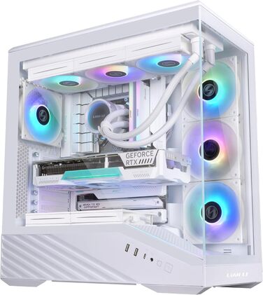 Корпус для ПК Lian Li Vector V100 – ATX Midi Tower з Tempered Glass, RGB-підсвічуванням, 4x 120мм вентилятори, підтримка радіатора 360мм, GPU до 415мм, Back Connect, білий