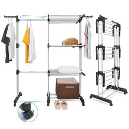 Сушарка для білизни Turm з колесами, складна, 3 рівні, сіра. Компактна сушарка-вежа для дому та вулиці