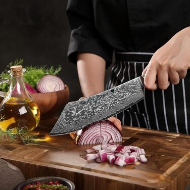 Ніж кухарський Wakoli EDIB Pro Damast BBQ & Blockmesser 20 см з лезом з 67 шарів дамаської сталі (VG10) з ергономічною ручкою для м'яса, грилю та смаження. У подарунковій коробці з можливістю гравіювання.