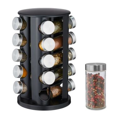 Relaxdays Stainless Steel Spice Carousel with 20 Jars