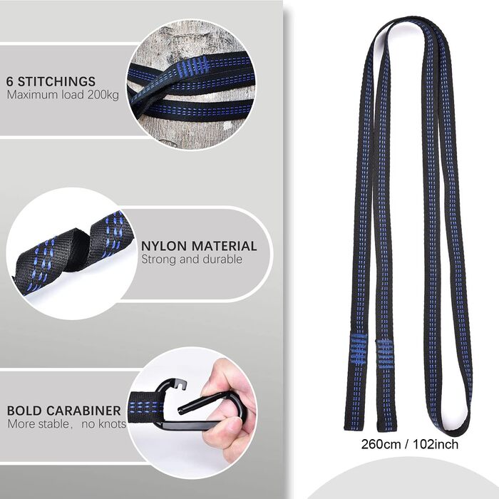 Намет-гамак для кемпінгу з москітною сіткою та захистом від дощу, міцний, з ременями для кріплення, нейлон, для одного або двох осіб, для піших прогулянок та подорожей