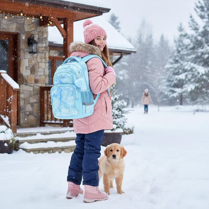 Дитячий рюкзак Cusangel для школи, 1-7 клас, велика місткість, 17 дюймів, блакитне серце