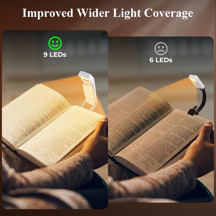 LED-лампа Alyvisun для читання: 3 кольори, 5 рівнів яскравості, таймер, USB-зарядка, 80 годин роботи, для ліжка