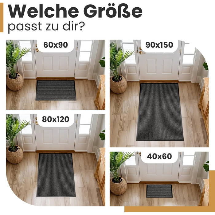 Килимок для дому 40x60 см (смугастий) - міцний, поглинаючий бруд, внутрішній килимок