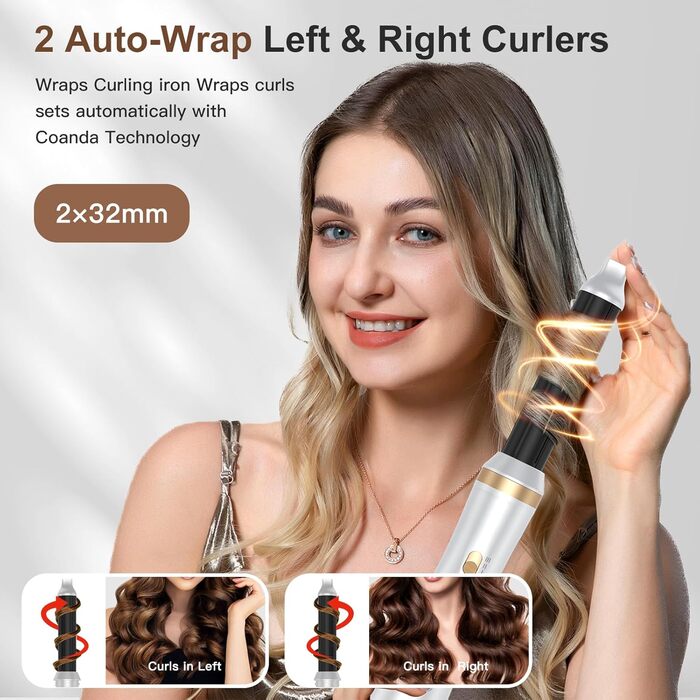 Набір Airstyler Blanco: фен-щітка, плойка для локонів, 1000W, багатофункціональний, для укладки, сушки, об'єму