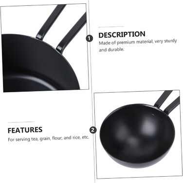 Cabilock 3-Piece Stainless Steel Measuring Cups Measuring Spoons Milk Scoop Measuring Spoons Baking Kitchen Helpers Set Cooking Utensil Set Scoop Stainless Steel Rice Scoop Stainless Steel Black 9 Pieces * 3
