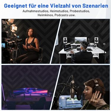 Акустичний поролон для шумоізоляції 30x30x5 см, звукопоглинаючі панелі для стін з клейкою основою, набір 32 шт. для студії звукозапису та домашнього кінотеатру