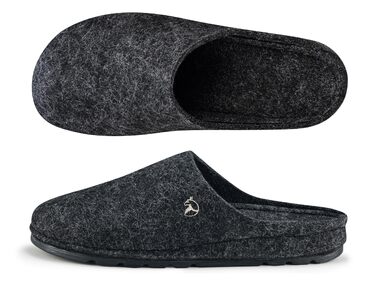Чоловічі фетрові тапочки ESTRO - теплі зимові халапи з гумовою підошвою (45 EU, чорний)