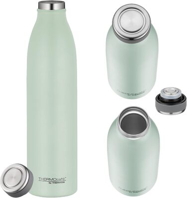 Термокава THERMOcafé TC Bottle 0.75л з нержавіючої сталі, ізольована, для напоїв, 12 год гаряче, 24 год холодне, без витоку, для школи, подорожей та офісу (Пастельний м'ятний, 750 мл)