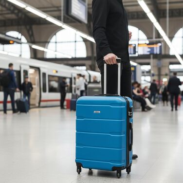 Набір валіз Zelsius 4 шт. з ABS, з кодовим замком, 4 колеса, внутрішній роздільник | Набір валіз з твердим корпусом, великі валізи, набір багажу, ручна валіза (Блакитний, 3 шт.)