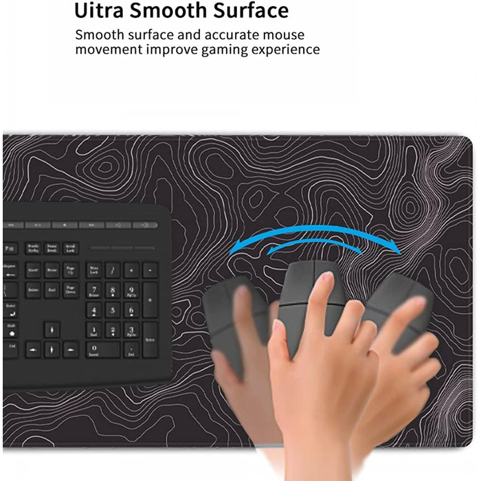 Великий килимок для миші AQQA (88,9 x 43,2 см) з топографічною картою, для геймінгу, офісу та ноутбука