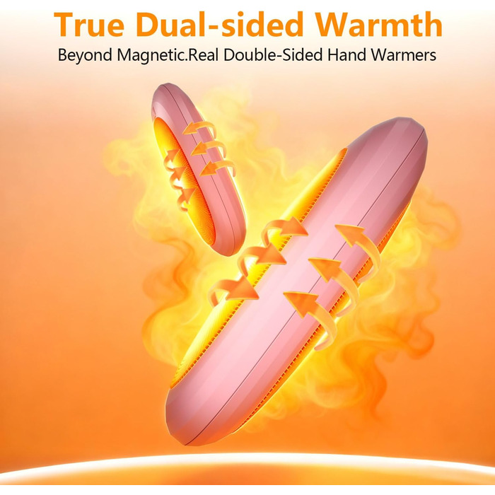 Електричні грілки для рук 2 шт. 4000mAh з зарядним кейсом 10000mAh, 3 режими нагріву, USB-C, для катання на лижах, кемпінгу, подарунок, рожевий