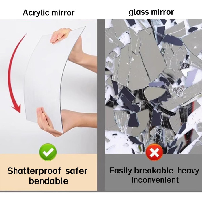 HD акриловий дзеркальний наліпка на стіну, самоклеючий, для макіяжу, фітнесу, дитячої кімнати, декор плитки (4)