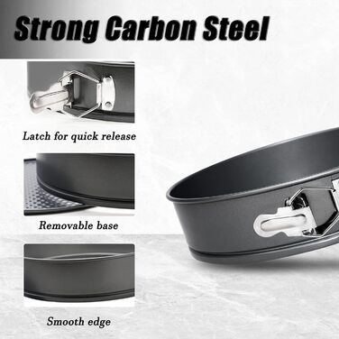 Форма для випічки SUJIBHI 20 см, вуглецева сталь з антипригарним покриттям, знімний дно, для чізкейків, брауні, тортів та випічки (1 шт.)