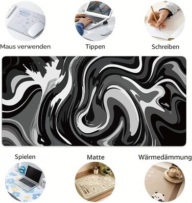 Ігровий килимок для миші Rcege Black & White Abstraction, 1000x500 мм, протиковзкий з прошитими краями