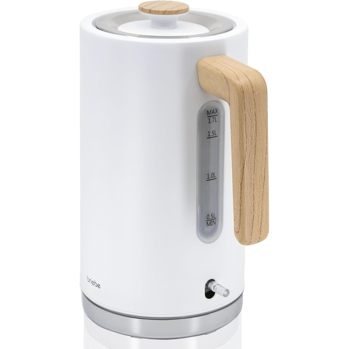 Тостер Briebe Nordic Set з широкими слотами та підставою для бургерів, 6 режимів підсмажування + Електричний чайник 1,7л, 2200W, BPA-free, Набір для сніданку, Скандинавський дизайн (Білий)