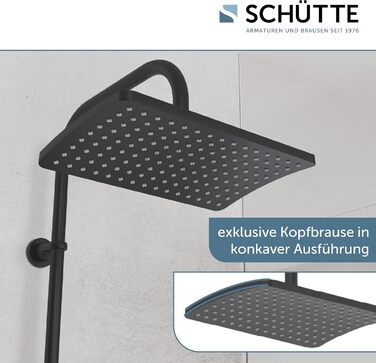 Schütte Shower Set MALLORCA Shower Column with Large Rain Shower Head, Hand Shower with 3 Jet Types, Shower System without Faucet, Matte Black