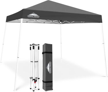 EAGLE PEAK 3x3m Event Tent with Slanted Legs, Pop-up Pavilion for Outdoor Use, UV Protection 50+, Waterproof, Foldable, Folding Gazebo for Camping, Garden, Party, Dark Blue (Gray)