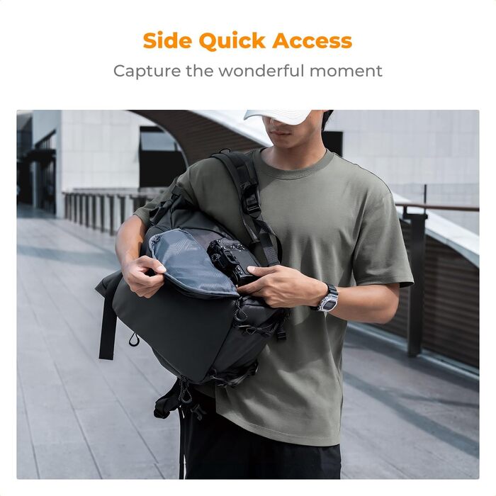 Рюкзак для камери K&F CONCEPT, водонепроникний, великий, з розширеним об'ємом, відділення для ноутбука 15.6 дюймів, для DSLR/SLR камер