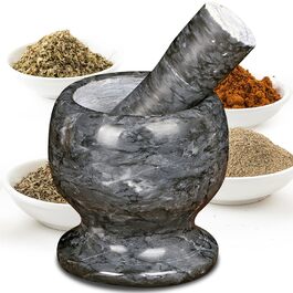 Гранітний ступка та товкачок Retoo - міцний набір для спецій та трав, сірий, 10,7x10,7 см