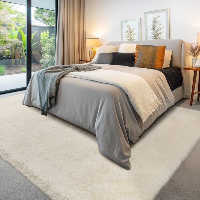 Килим Sour Lemon Hochflor сірого кольору для вітальні та спальні 160x230 см, миючий, з антиковзаючим покриттям, великий, пухнастий, сучасний, для дитячої кімнати (кремовий, 300x425 см)