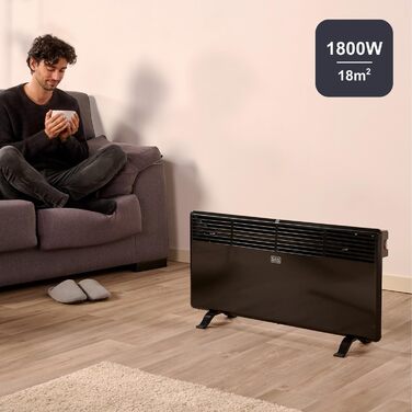 Електрична керамічна стінова панель Black+Decker BXWSH2000E з цифровим термостатом, 2000 Вт, програмована, з пультом керування та LED-дисплеєм, PTC-система