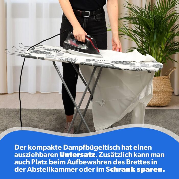 КADAX Регульована гладильна дошка зі сталі, 100x30 см, складана, з покриттям, антиковзні ніжки (білий/сірий)