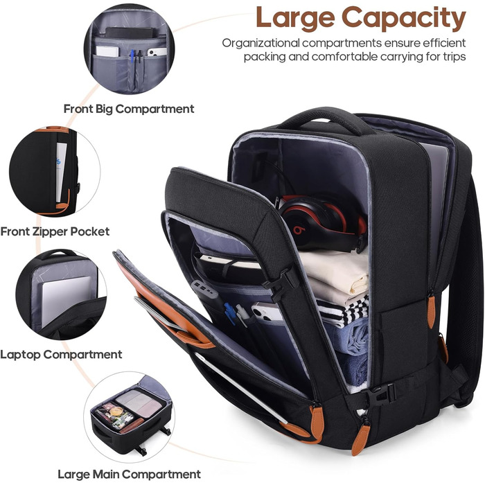 Набір валіз Roadcheer з полікарбонату: велика валіза на коліщатках, рюкзак, органайзери для косметики та взуття | з TSA-замком