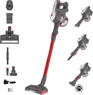 Hoover Cordless Vacuum Cleaner Pet Hair H-FREE 100 PETS Bagless + Pet Turbo Brush I Up to 40 Minutes Run Time I Cordless Vacuum with LED, XL Dust Container & Parking Function I Cordless Vacuum with Crevice Nozzle & Dust Brush