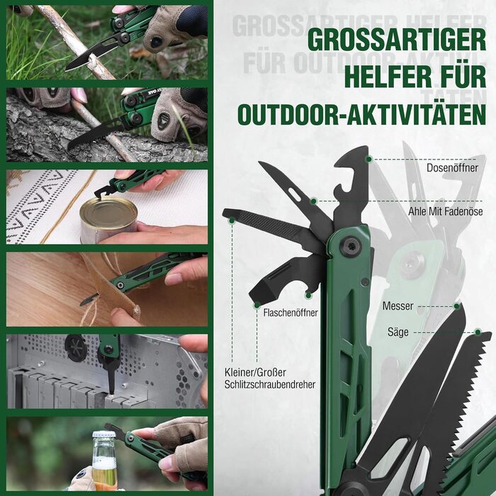 Мультитул Mossy Oak 27-в-1: мультиінструмент, плоскогубці, ніж, набір біт, для кемпінгу, ремонту, з чохлом