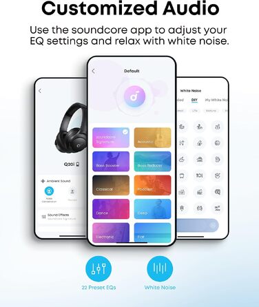 Бездротові Bluetooth-навушники Soundcore by Anker Q20i з гібридним активним шумозаглушенням (ANC), Hi-Res Audio, 40 годин роботи, білі (Відновлені)