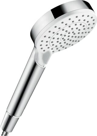 Душова лійка Hansgrohe Crometta EcoSmart - Економія води (6 л/хв), ручна, 2 режими, діаметр 100 мм, з антинакипним покриттям, білий/хром