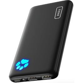 Power Bank INIU 10000mAh, ультратонкий, USB C, 3A, ліхтарик, сумісний з iPhone, Samsung, Huawei, чорний