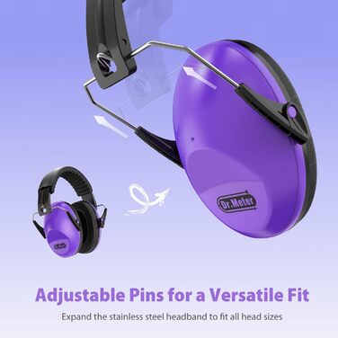 Навушники для захисту від шуму Dr.meter для дітей - шумопоглиначі, пасивні навушники для вух, захист для школи, SNR 27dB, для аутизму, сну, навчання, гри на барабанах, зелені та блакитні (синьо-фіолетові)